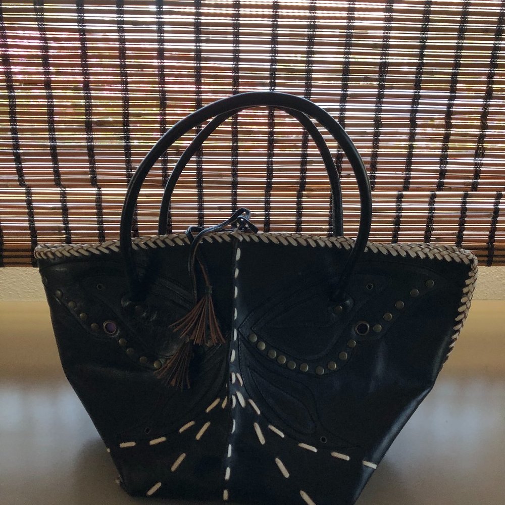 Black and White Leather Handbag